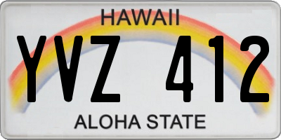 HI license plate YVZ412