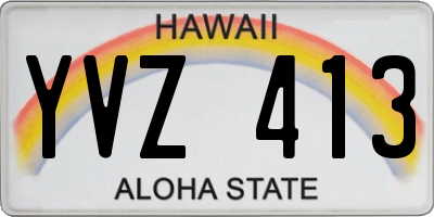 HI license plate YVZ413