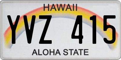 HI license plate YVZ415