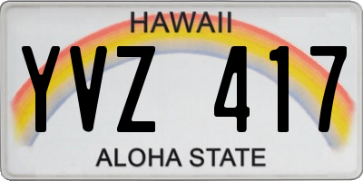 HI license plate YVZ417