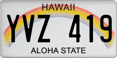 HI license plate YVZ419