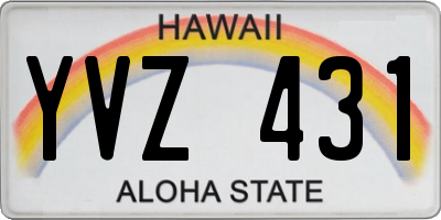 HI license plate YVZ431