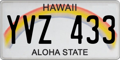 HI license plate YVZ433