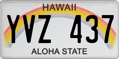 HI license plate YVZ437