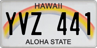 HI license plate YVZ441