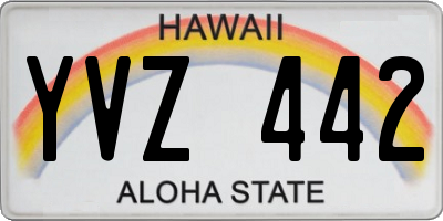 HI license plate YVZ442