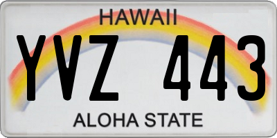 HI license plate YVZ443