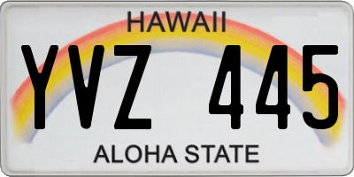 HI license plate YVZ445