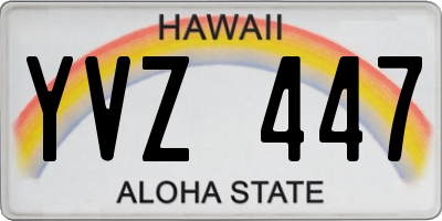 HI license plate YVZ447