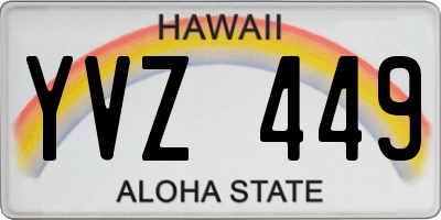 HI license plate YVZ449