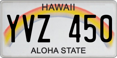 HI license plate YVZ450