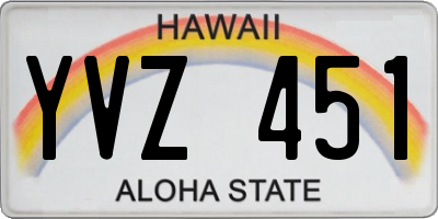 HI license plate YVZ451