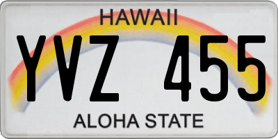 HI license plate YVZ455
