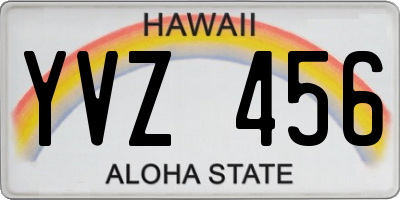 HI license plate YVZ456