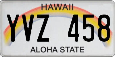 HI license plate YVZ458