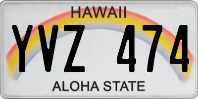 HI license plate YVZ474