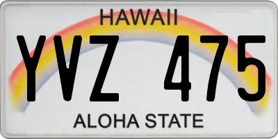 HI license plate YVZ475
