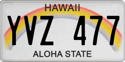 HI license plate YVZ477