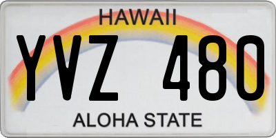 HI license plate YVZ480