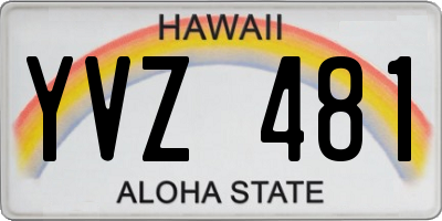 HI license plate YVZ481