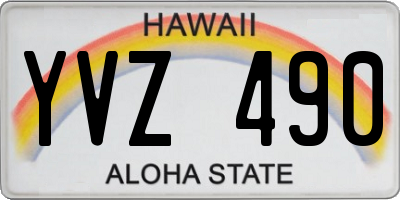 HI license plate YVZ490
