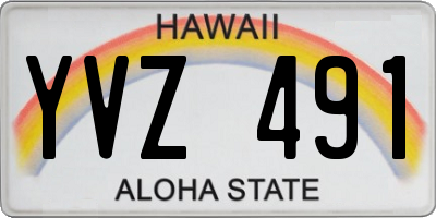 HI license plate YVZ491