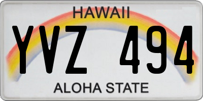 HI license plate YVZ494