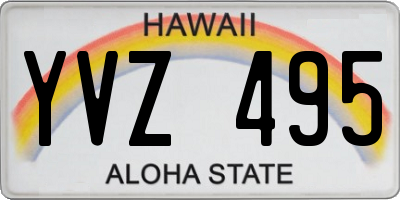 HI license plate YVZ495