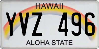 HI license plate YVZ496