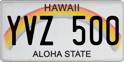 HI license plate YVZ500