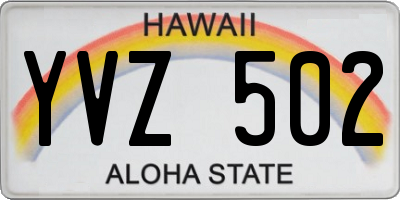 HI license plate YVZ502