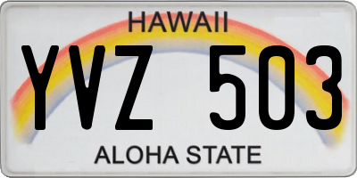 HI license plate YVZ503