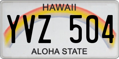 HI license plate YVZ504