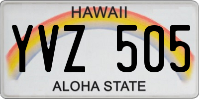 HI license plate YVZ505