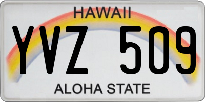 HI license plate YVZ509