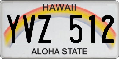 HI license plate YVZ512