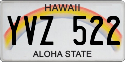 HI license plate YVZ522