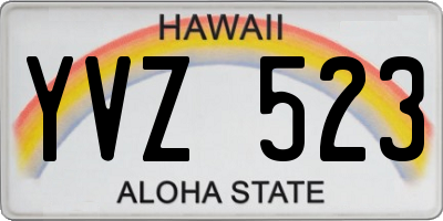 HI license plate YVZ523