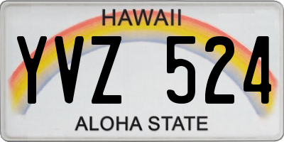 HI license plate YVZ524