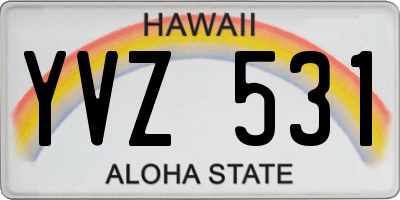 HI license plate YVZ531