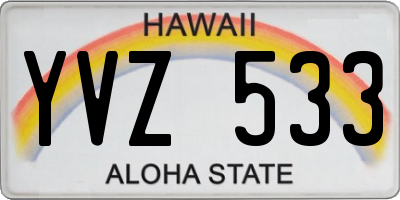 HI license plate YVZ533