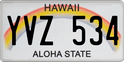 HI license plate YVZ534