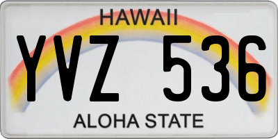 HI license plate YVZ536