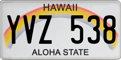 HI license plate YVZ538