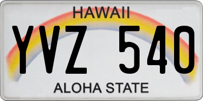HI license plate YVZ540