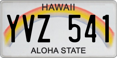 HI license plate YVZ541
