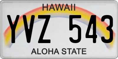 HI license plate YVZ543