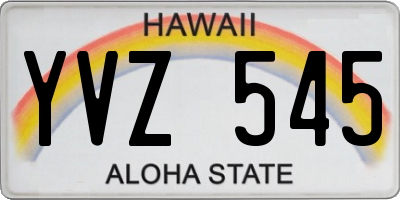 HI license plate YVZ545