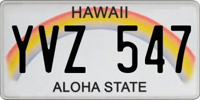 HI license plate YVZ547