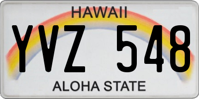 HI license plate YVZ548